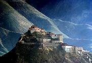 Painting of a mythical Tibetan monastery.